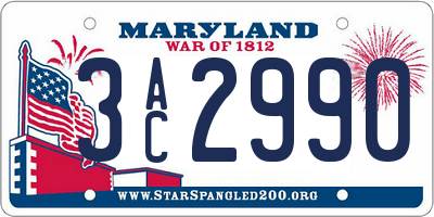 MD license plate 3AC2990