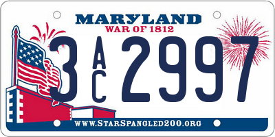 MD license plate 3AC2997