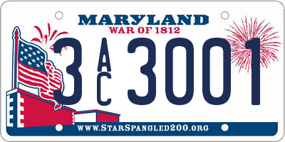 MD license plate 3AC3001