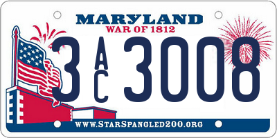 MD license plate 3AC3008
