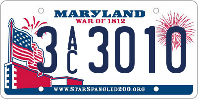 MD license plate 3AC3010