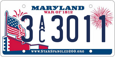 MD license plate 3AC3011