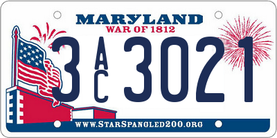 MD license plate 3AC3021