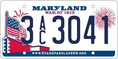 MD license plate 3AC3041