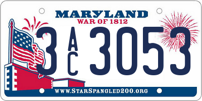 MD license plate 3AC3053