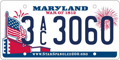 MD license plate 3AC3060