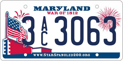MD license plate 3AC3063
