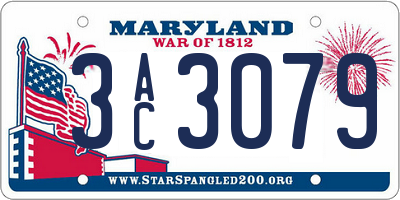 MD license plate 3AC3079