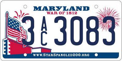 MD license plate 3AC3083