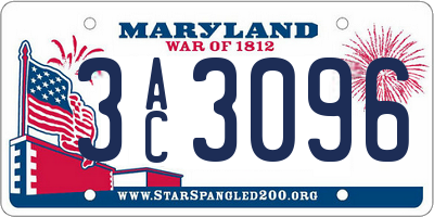 MD license plate 3AC3096