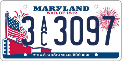 MD license plate 3AC3097