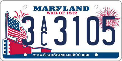 MD license plate 3AC3105