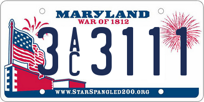 MD license plate 3AC3111