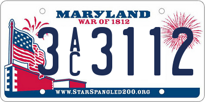 MD license plate 3AC3112