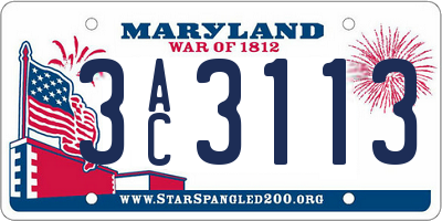 MD license plate 3AC3113