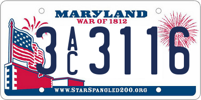 MD license plate 3AC3116