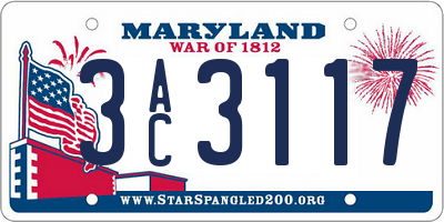 MD license plate 3AC3117