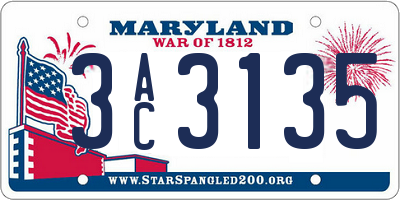 MD license plate 3AC3135