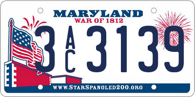 MD license plate 3AC3139