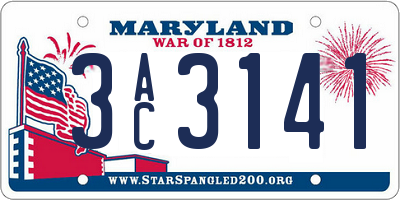 MD license plate 3AC3141