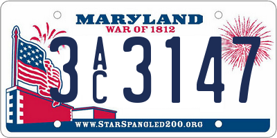 MD license plate 3AC3147