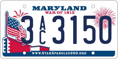 MD license plate 3AC3150