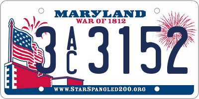 MD license plate 3AC3152