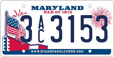 MD license plate 3AC3153