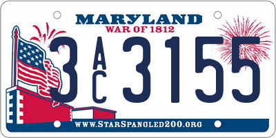 MD license plate 3AC3155