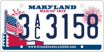 MD license plate 3AC3158