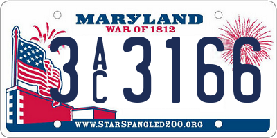 MD license plate 3AC3166