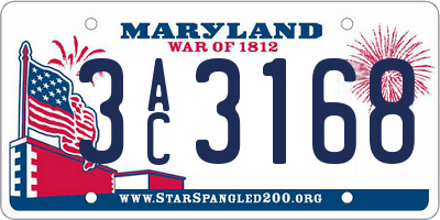 MD license plate 3AC3168