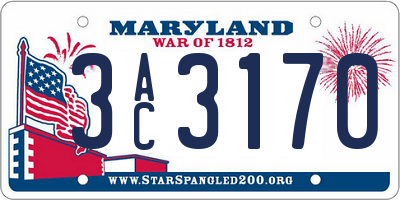 MD license plate 3AC3170