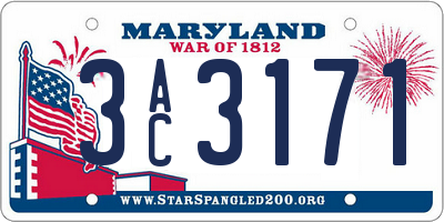 MD license plate 3AC3171