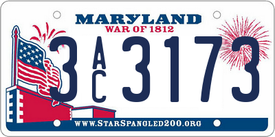 MD license plate 3AC3173
