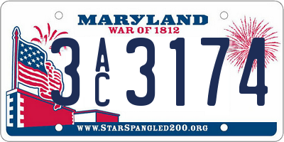 MD license plate 3AC3174