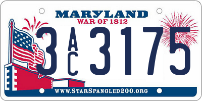 MD license plate 3AC3175