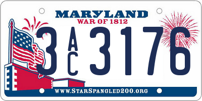 MD license plate 3AC3176