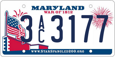 MD license plate 3AC3177