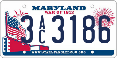 MD license plate 3AC3186