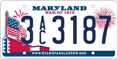 MD license plate 3AC3187