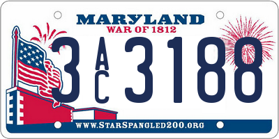 MD license plate 3AC3188