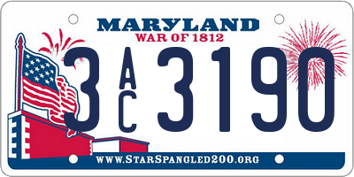 MD license plate 3AC3190