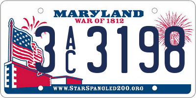 MD license plate 3AC3198