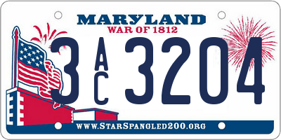 MD license plate 3AC3204