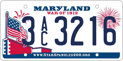 MD license plate 3AC3216