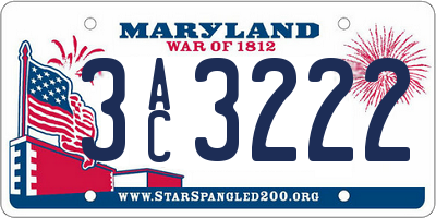 MD license plate 3AC3222