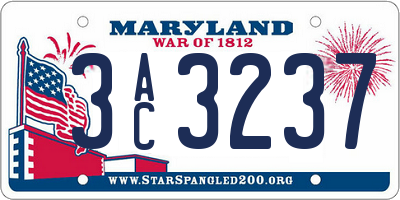 MD license plate 3AC3237