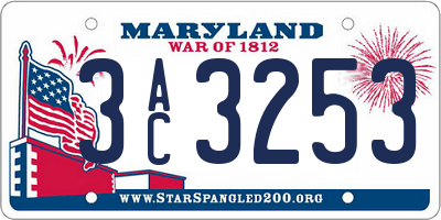 MD license plate 3AC3253
