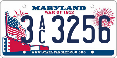 MD license plate 3AC3256